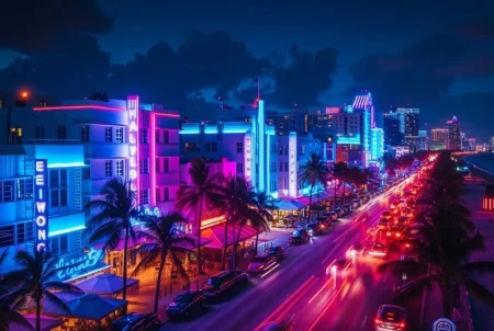 El neón azul y rosa: La estética vibrante que hizo indistinguible la marca de la ciudad de Miami