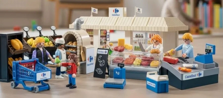 Carrefour y Playmobil lanzan en España una edición limitada que recrea los espacios más icónicos de la cadena de hipermercados